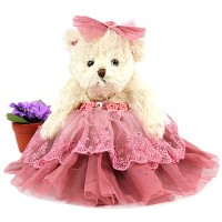 Key Chain - Wedding Dress Teddy Bear - Hot Pink - KC-Z20125HP